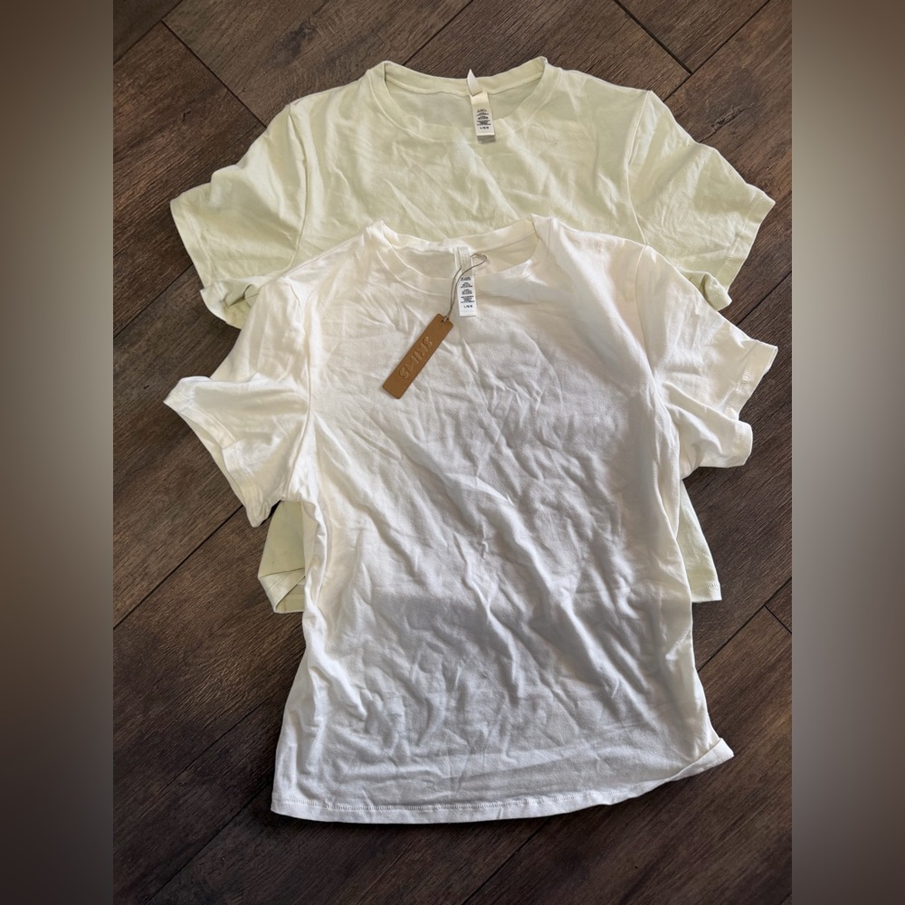 SKIMS cotton jersey white  and Cream T-Shirts size L - Picture 4 of 5